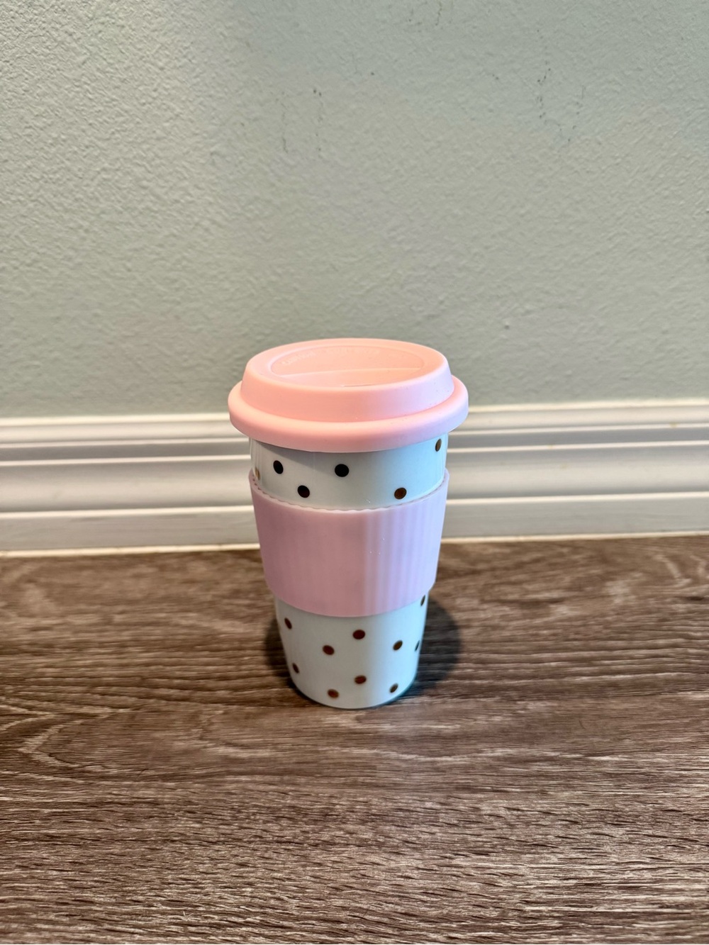 Target White Polka Dot Travel Mug NWT